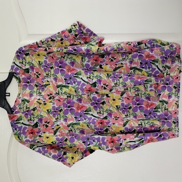 Jodifl multicolor floral v-neck OVERSIZED medium (see measurements) lightweight - Picture 1 of 6